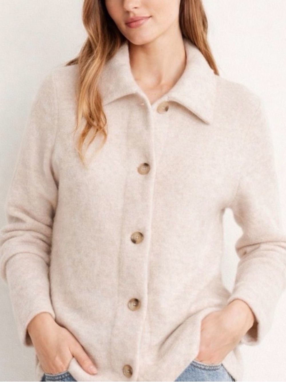 Vince Button Collared Cardigan In Heather Enoki Size Large